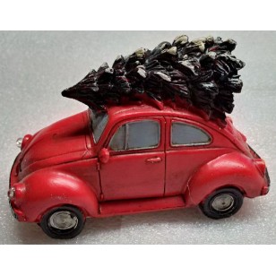 Bringing Home the Tree on our Red Beetle, Lighted Headlights, Battery Operated